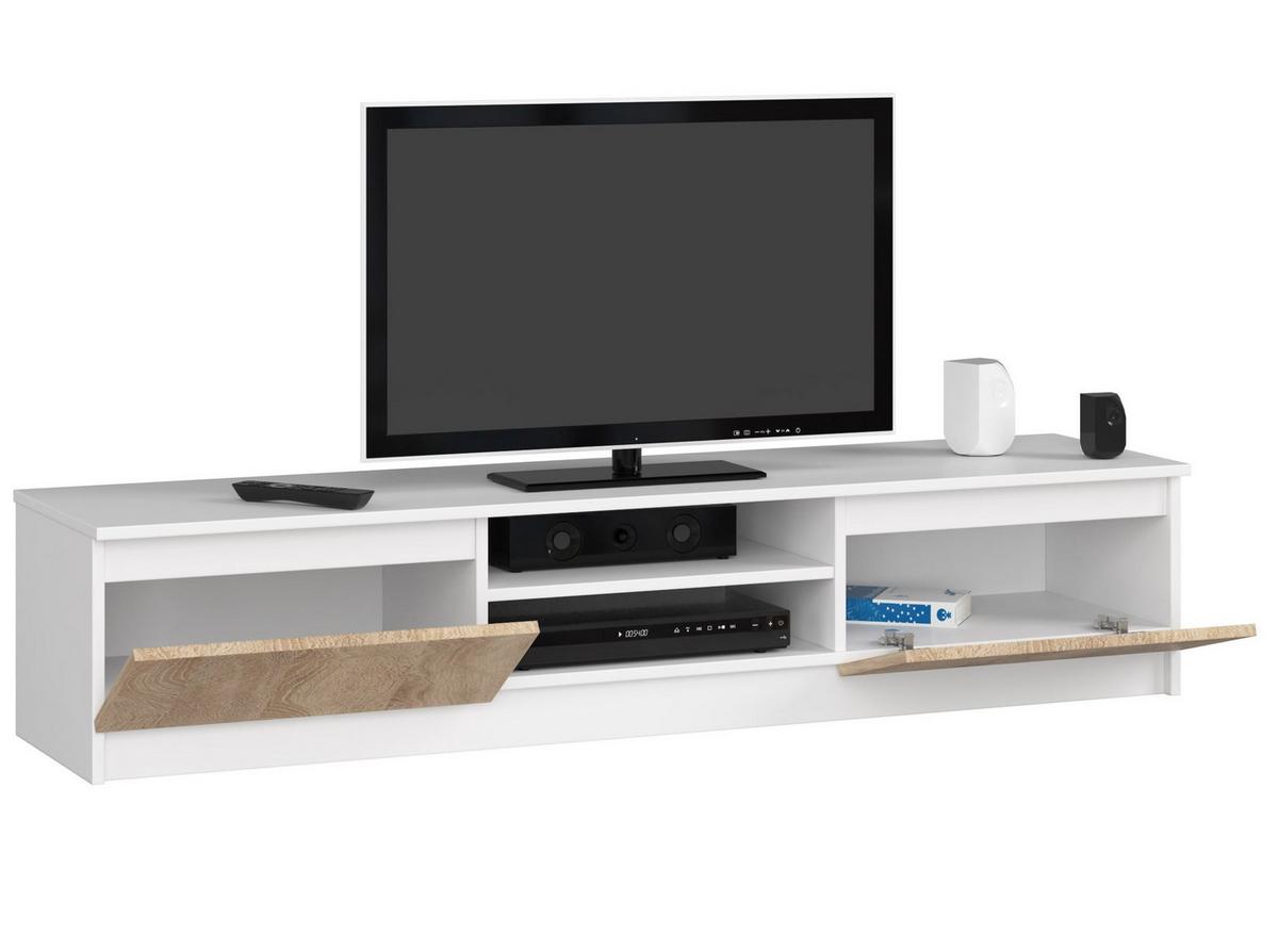 LOWBOARD Weiß, Eiche Sonoma 33/160/40 - Weiß, Holzwerkstoff (160/33/40cm) - RAUMHIRSCH FURNITURE
