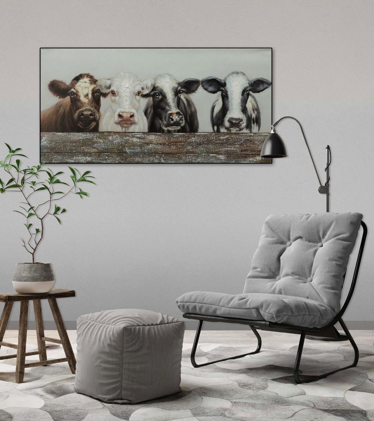 ÖLGEMÄLDE 100/50 cm - Schwarz/Weiß, Holz/Textil (100/50cm) - KUNSTLOFT