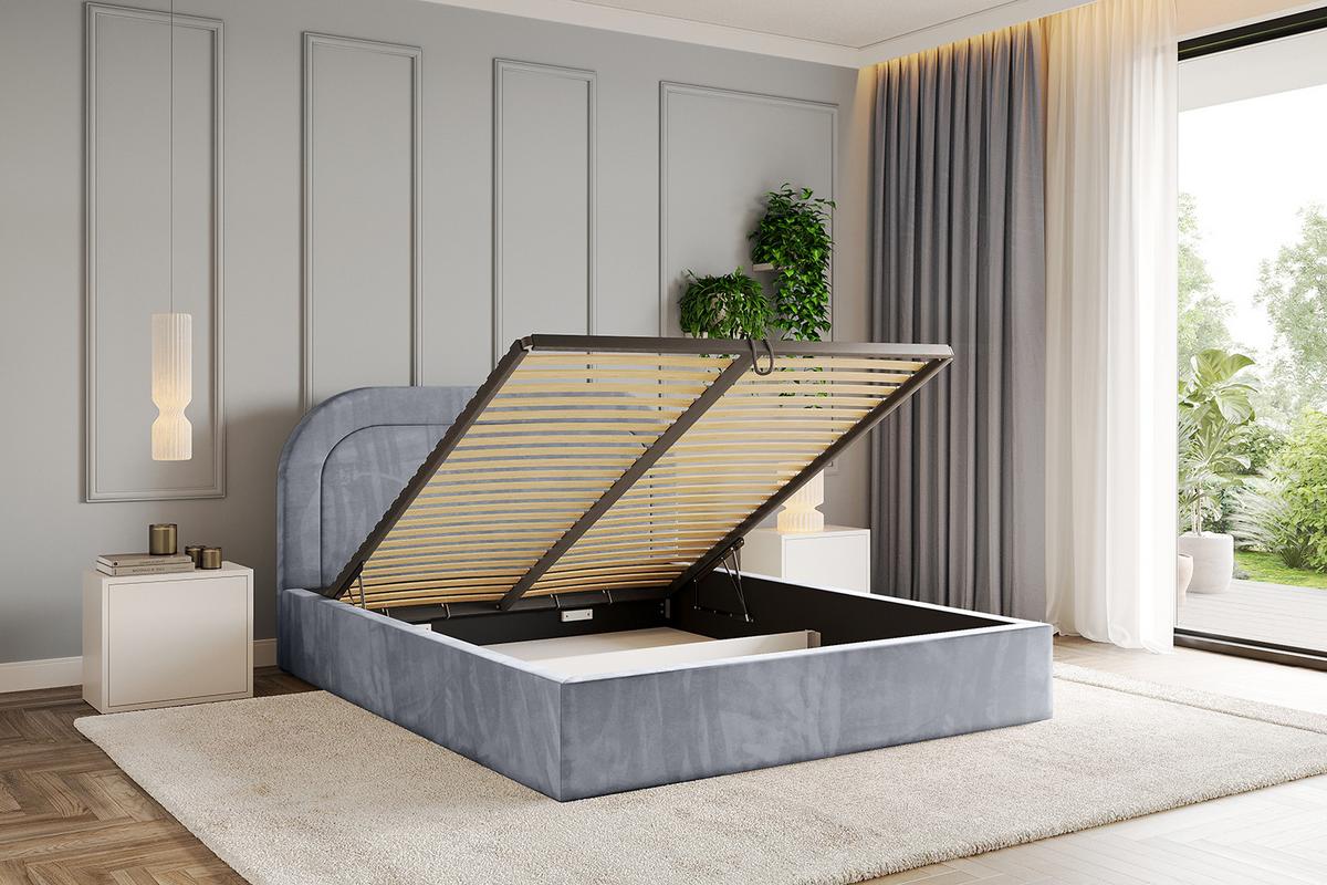 POLSTERBETT mit Bettkasten und Lattenrost, Boxbett ohne Matratze - LERAY 120x200 Grau - Grau, Holzwerkstoff/Textil (120/200cm) - ALTDECOR