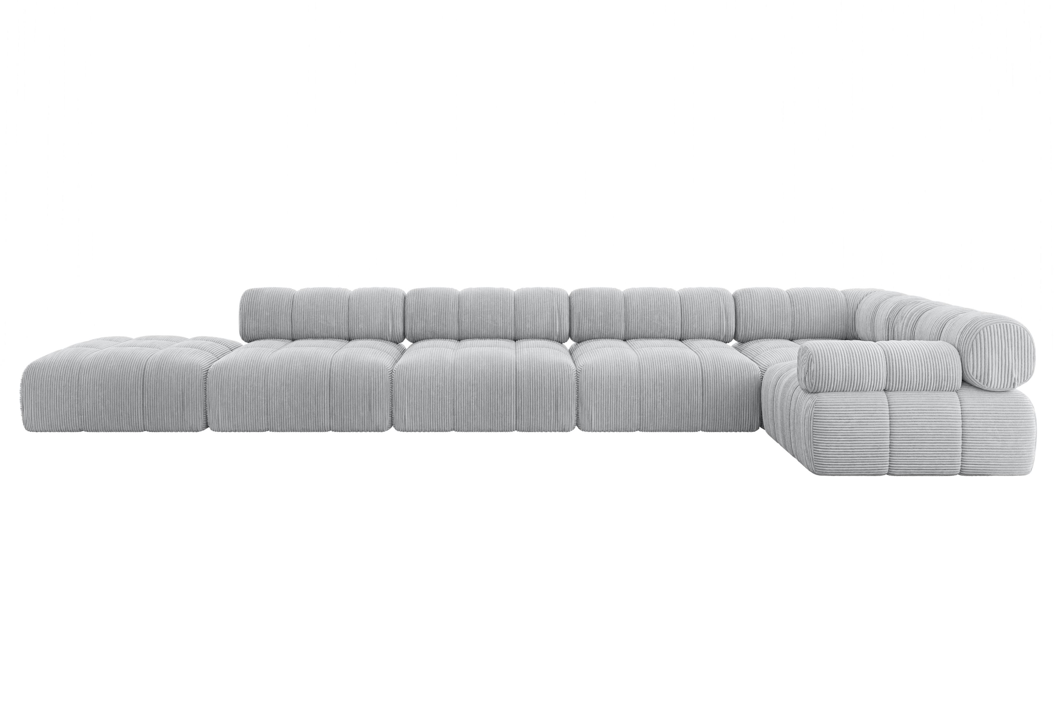 ECKSOFA modulares Sofa Felto-L3 - 475x190x70 cm Grau Cord - Grau, Holzwerkstoff/Textil (475/190cm) - ALTDECOR
