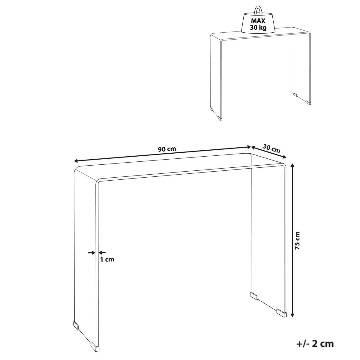 KONSOLENTISCH Sicherheitsglas Braun Kendall - Braun, Glas (90/75/30cm) - Beliani
