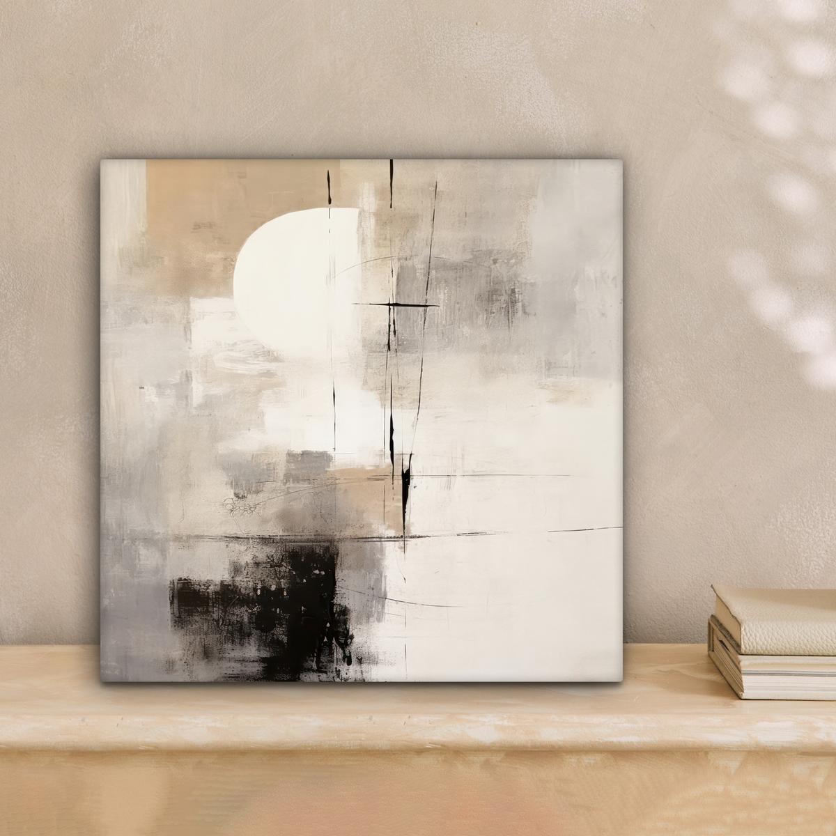 LEINWANDBILD Abstrakt - Kunst - Grau Deko Wohnzimmer 20x20 cm - Hellgrau, Textil (20/20cm) - MuchoWow