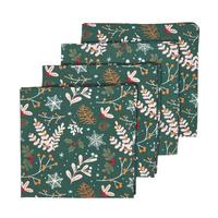 WEIHNACHTSSERVIETTEN Weihnachtswald, 4er-Set grüne Stoffservietten 45/45 cm - Grün, Textil (45/45cm) - Homescapes