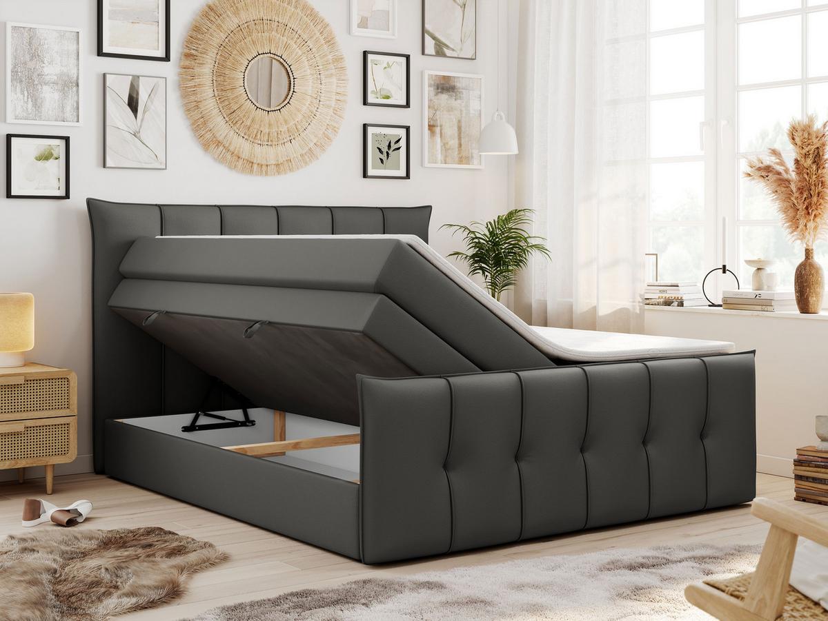 BOXSPRINGBETT PREMIUM 11 KING 120/200 Dunkelgrau Kunstleder - H4 - Dunkelgrau, Holz/Textil (120/200cm) - MKS