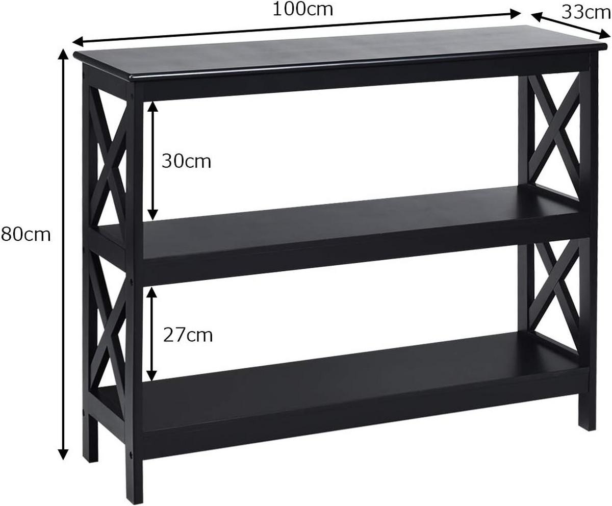 KONSOLENTISCH 80cm Schwarz - Schwarz, Holz (30/100/80cm) - COSTWAY