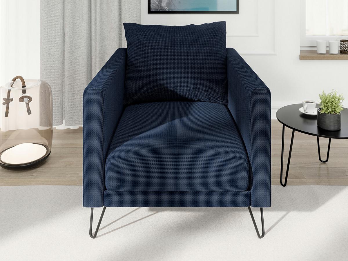 SESSEL Harmony Marineblau Chenille - Schwarz/Dunkelblau, Holz/Textil (80/85/100cm) - S-Style Möbel
