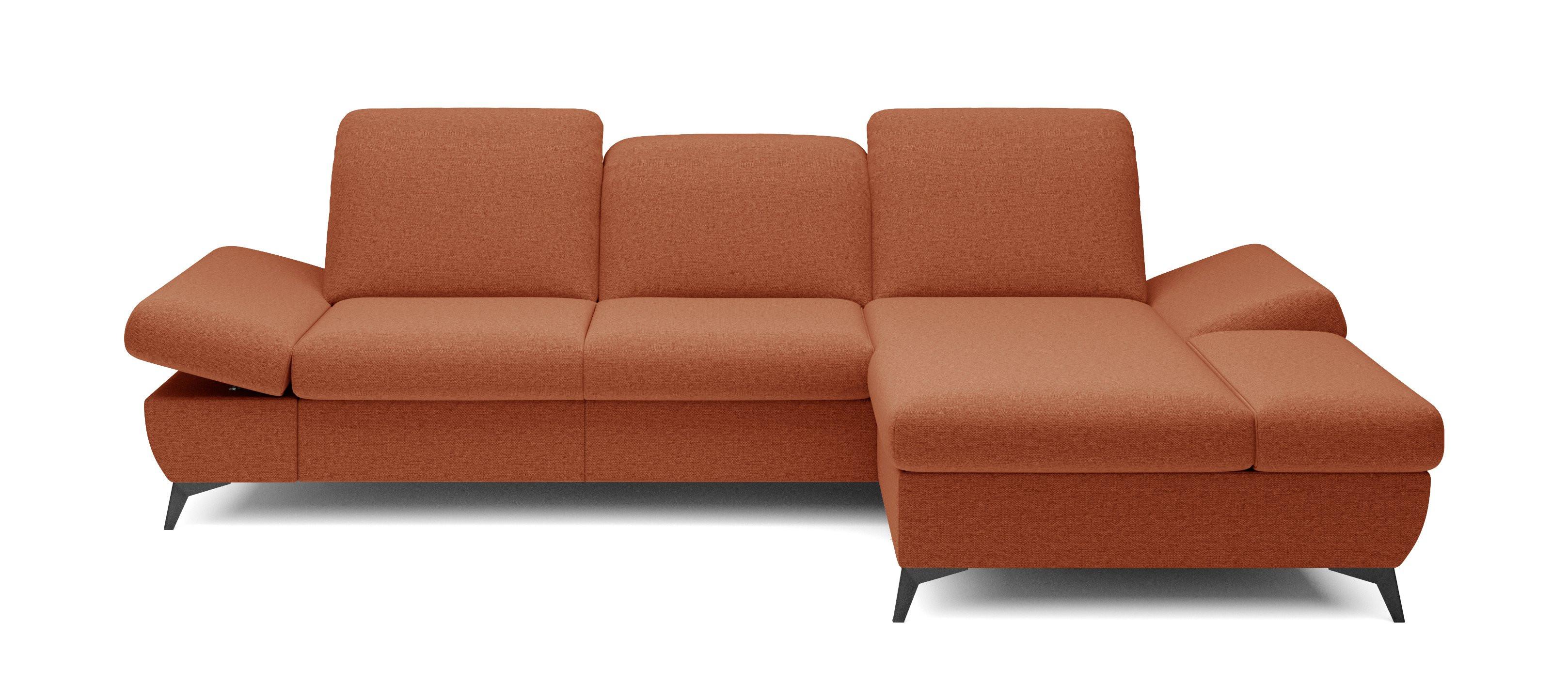 ECKSOFA FELICE R-S Orange Geflochtener Stoff mit Schlaffunktion - Orange, Holz (284/166cm) - MASSENO