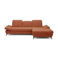 ECKSOFA FELICE R-S Orange Geflochtener Stoff mit Schlaffunktion - Orange, Holz (284/166cm) - MASSENO