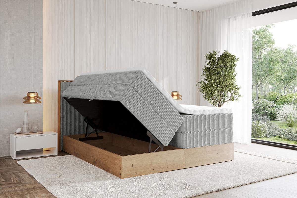 BOXSPRINGBETT LOLLI9 -KING 120x200 - H3/H4 Grau - Grau, Holzwerkstoff (120/200cm) - ALTDECOR