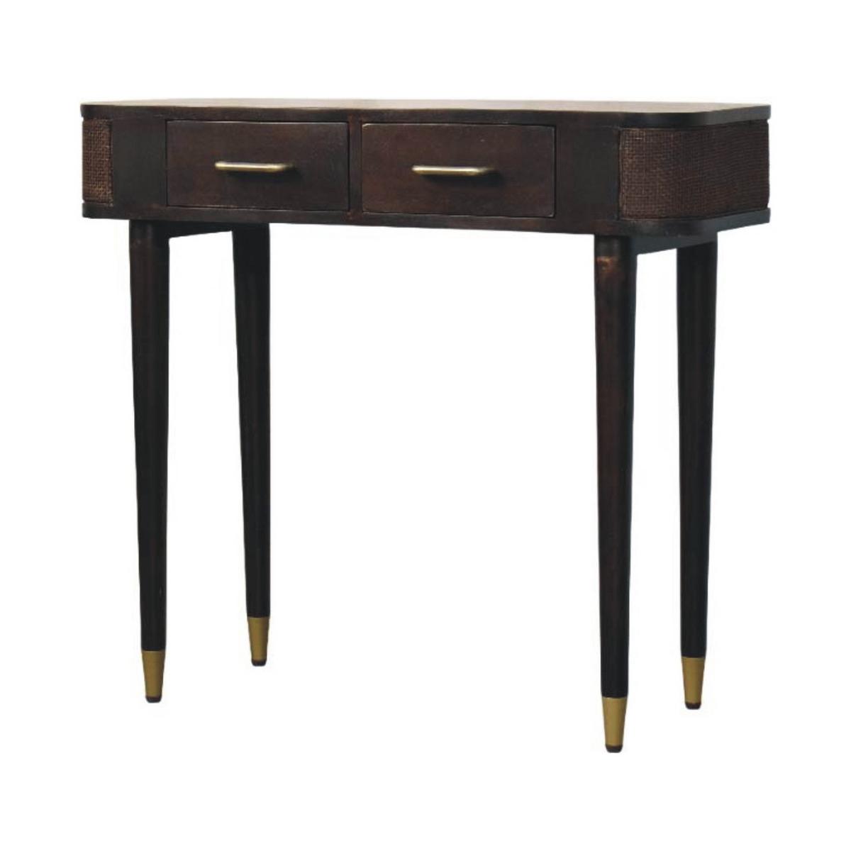 KONSOLENTISCH mit Samt-Mokka-Finish, 2 Schubladen, dunkelbraun - Dunkelbraun, Holz (35/90/80cm) - Artisan Furniture