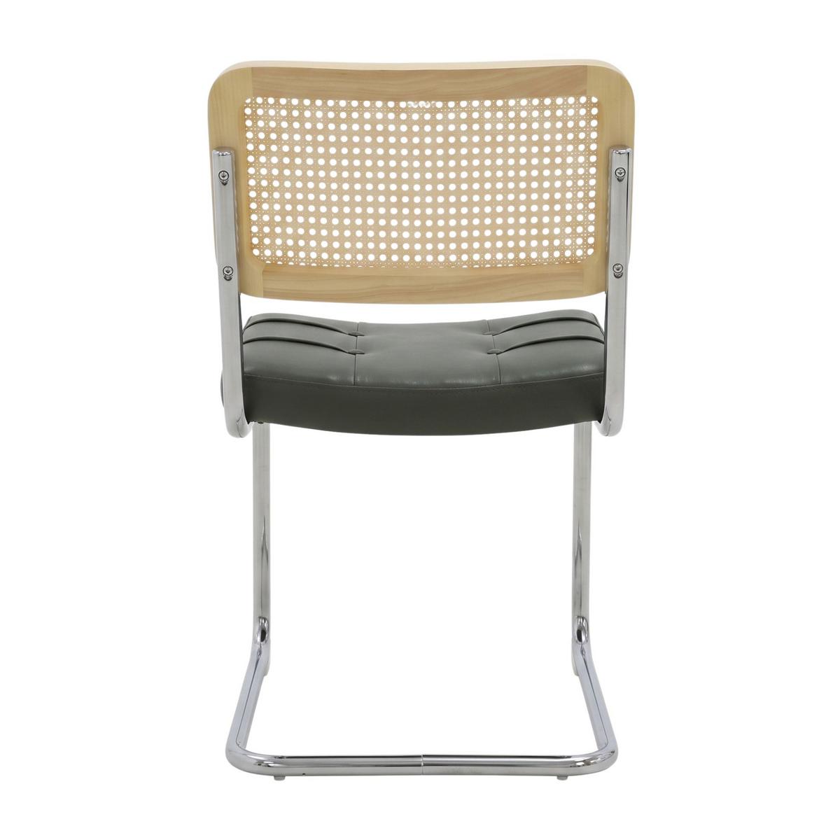 ESSZIMMERSTÜHLE 4er Set Freischwinger Rattan Kunstleder - Grün, Leder (53/84.6/46.4cm) - Urban Meuble