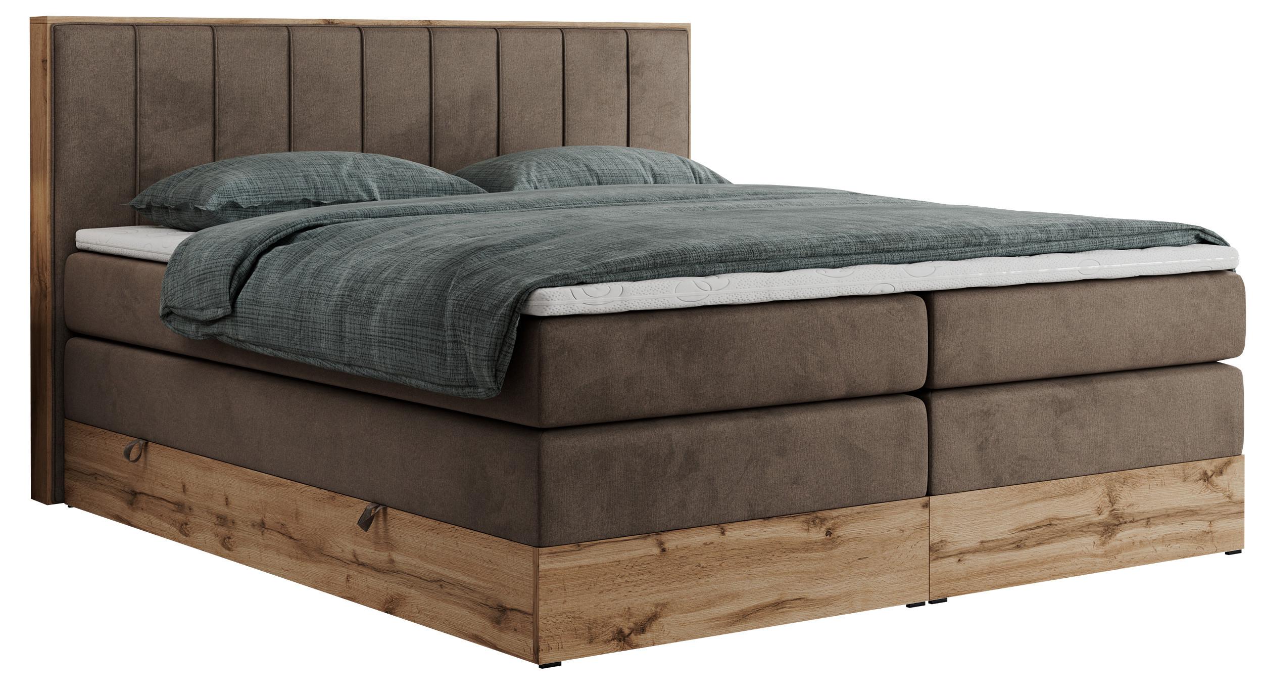 BOXSPRINGBETT BELLISSIMO KING 180/200 Braun Velvet - H4 - Braun, Holz/Textil (180/200cm) - MKS