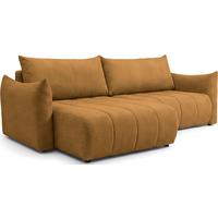 ECKSOFA Liv mit Schlaffunktion & Bettkasten in Cordstoff Senfgelb, Universell 260/154/86 cm - Gelb/Schwarz, Kunststoff/Textil (260/154cm) - WFL GROUP