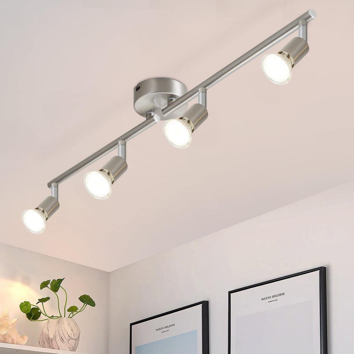 DECKENSTRAHLER Max 4-flammig 60/8/14 cm - Silberfarben, Metall (60/8/14cm) - Nettlife