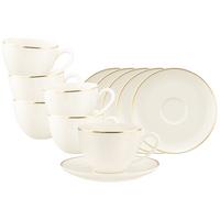 MILCHKAFFEETASSEN MIT UNTERTASSEN Savona Goldlinie creme 340 ml 6er Set - Creme, Keramik (16/8.9/16cm) - Seltmann Weiden
