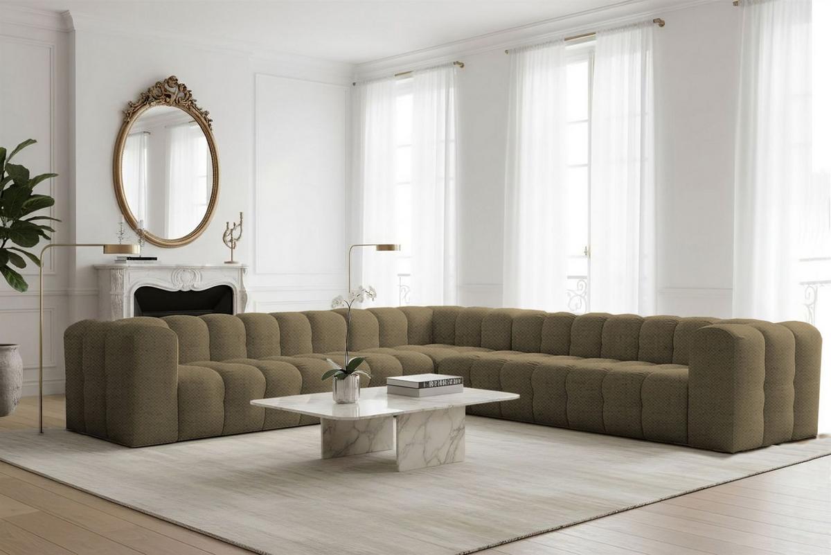 ECKSOFA Solvie Xl In Moly - Grün, Holzwerkstoff/Textil (330/330cm) - Fun Möbel