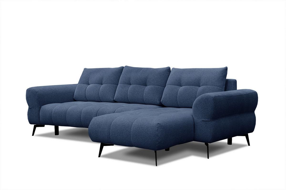 ECKSOFA SALVINI 4-Sitzer, dunkelblau - Schwarz/Dunkelblau, Holzwerkstoff/Textil (292/158cm) - Wozimo