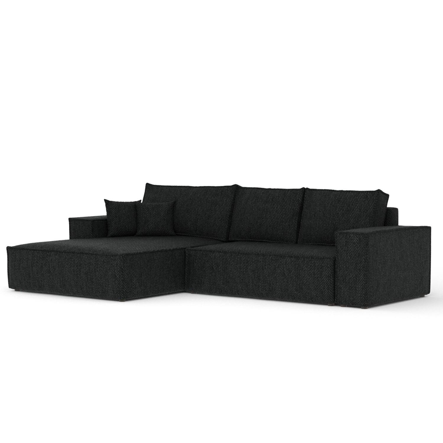 ECKSOFA TAURI mit Schlaffunktion Schwarz im Neve Stoff - Schwarz, Holz/Holzwerkstoff (294/185cm) - AltaBeds