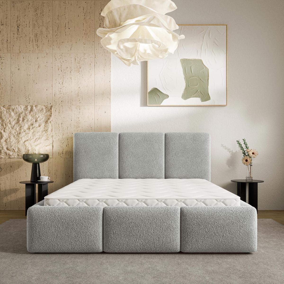 POLSTERBETT ARSIL 140x200 cm mit Bettkästen - Hellgrau - Hellgrau, Holz/Textil (140/200cm) - MASSENO