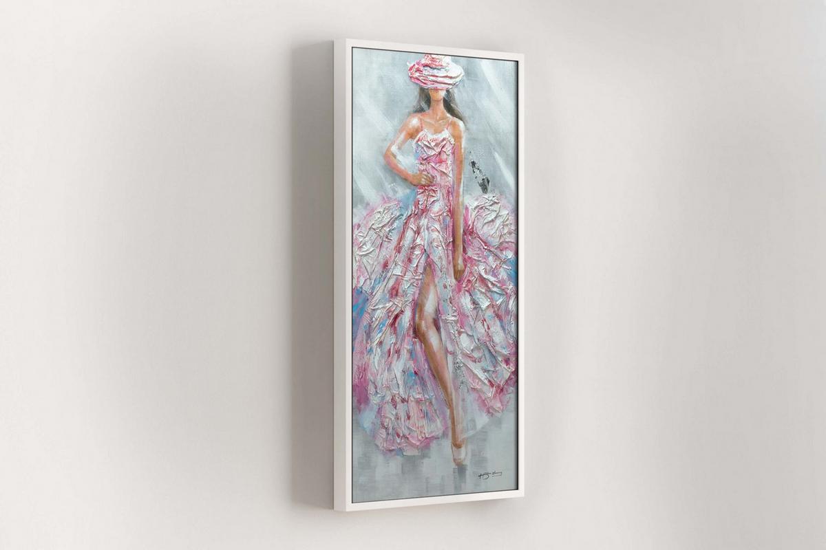 ACRYLBILD HANDGEMALT 60/120 cm - Pink/Weiß, Holz/Textil (60/120cm) - KUNSTLOFT