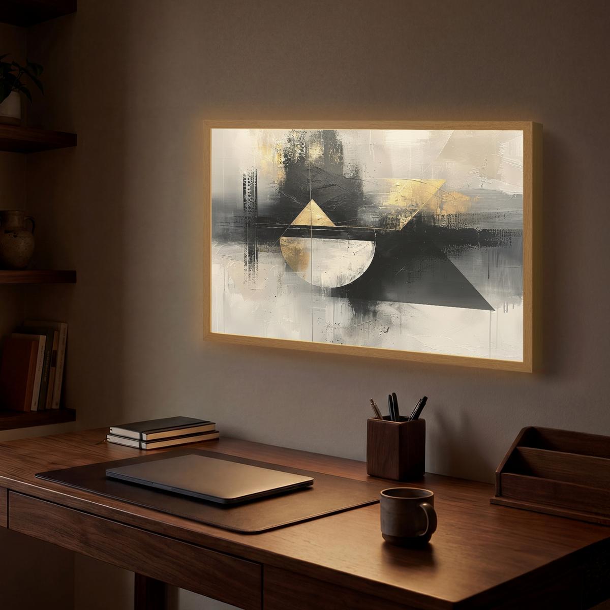 WANDLEUCHTE MIT AKKU Abstrakt - Schwarz - Farbe - Modern 60x40 cm - Grau, Holzwerkstoff (60/40/8cm) - OnlyWow