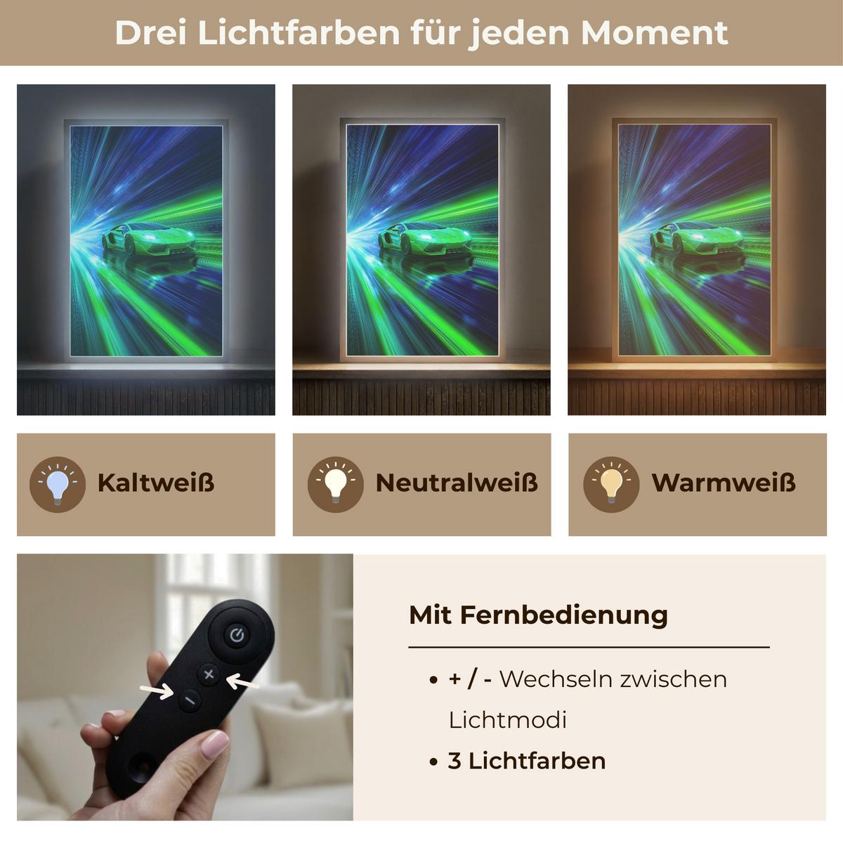 NACHTTISCHLAMPE MIT AKKU Geschwindigkeit - Leicht - Sportwagen - Grün 40x60 cm - Grün, Holzwerkstoff (8/40/60cm) - OnlyWow