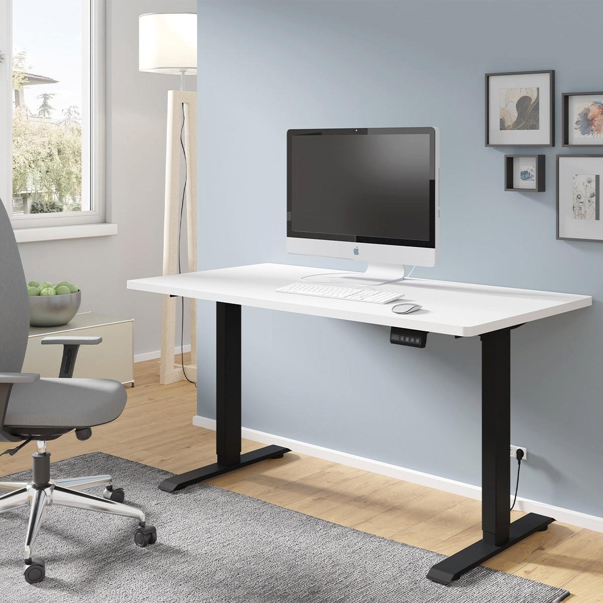 SCHREIBTISCH Ergo Mattweiß und Schwarz - Schwarz/Weiß, Holzwerkstoff (140/70/73cm) - Petits-meubles