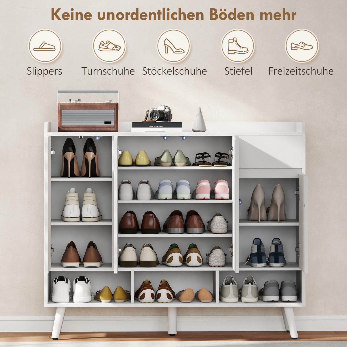 SCHUHSCHRANK MDF Kiefernholz Weiß - Weiß, Holz/Holzwerkstoff (35/100/120cm) - HOMCOM
