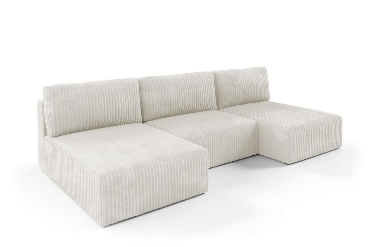 WOHNLANDSCHAFT Natalia - Creme, Holzwerkstoff/Textil (304/85/149cm) - Fun Möbel