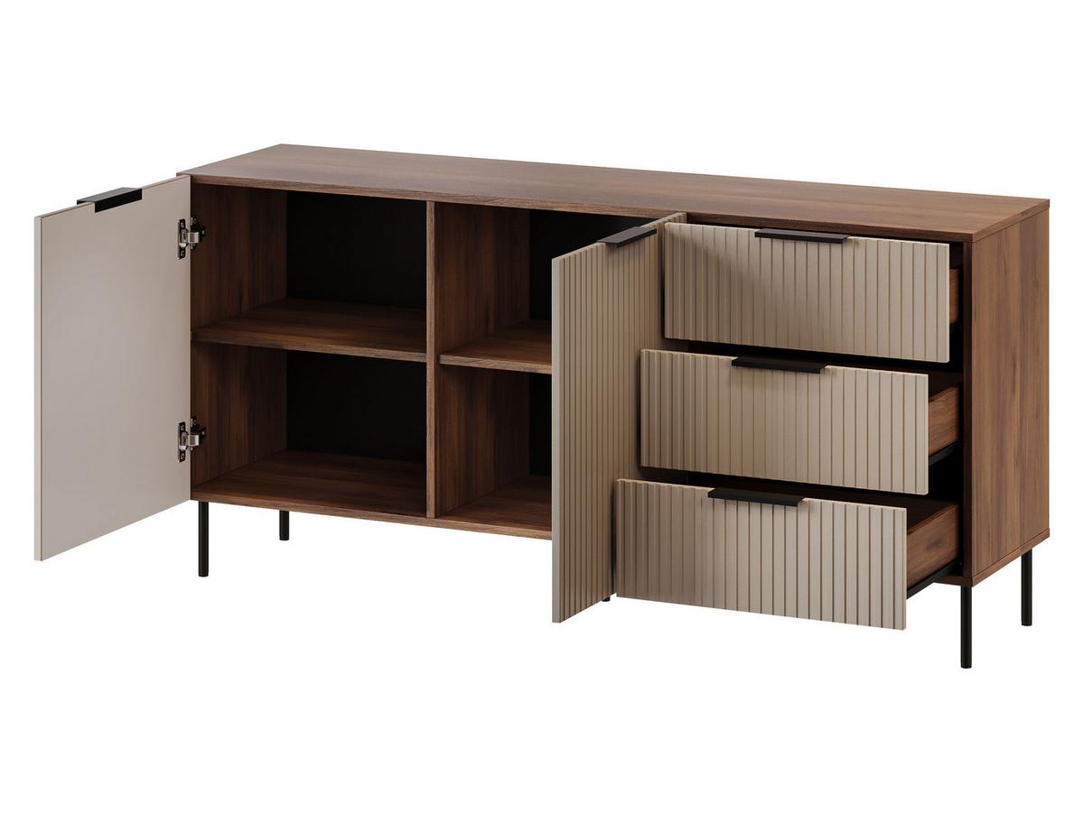 SIDEBOARD Almera 01 - Kaschmir/Nussbaumfarben, Holzwerkstoff/Metall (156/76/42cm) - MIRJAN24