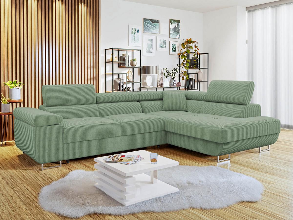 ECKSOFA Torezio Cord, Seite: Rechts - Grün, Holz/Textil (203/274cm) - MIRJAN24