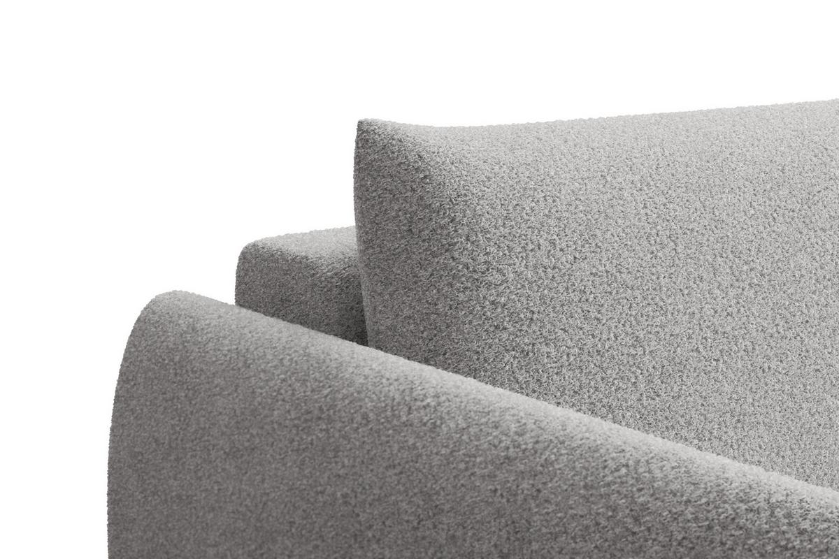 SOFA TAUER 3-Sitzer, Bouclé-Stoff hellgrau - Hellgrau/Schwarz, Holz/Textil (206/84/112cm) - Courtois Laville