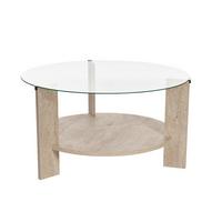 COUCHTISCH mit 2 Platten, davon eine aus gehärtetem Glas 75/75/40 cm - Beige, Holzwerkstoff (7.5/75/40cm) - Calicosy