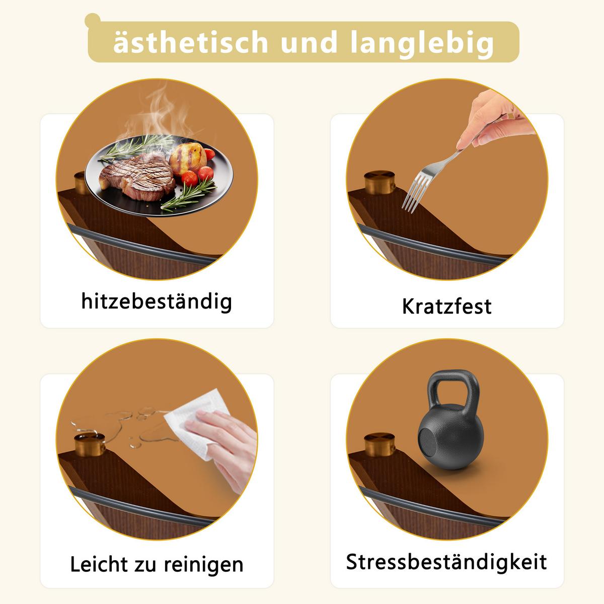 COUCHTISCH rund (Ø 80cm) aus Walnuss-Holz und bernsteinfarbenem Glas - Walnussfarben, Glas (80/80/42.2cm) - Urban Meuble