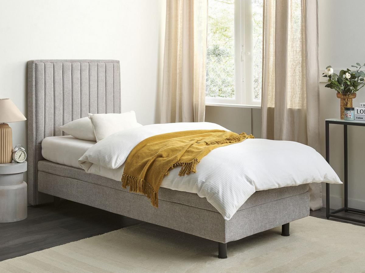 BETT 90/200 cm Hellgrau Duke II - Hellgrau, Textil (90/200cm) - Beliani