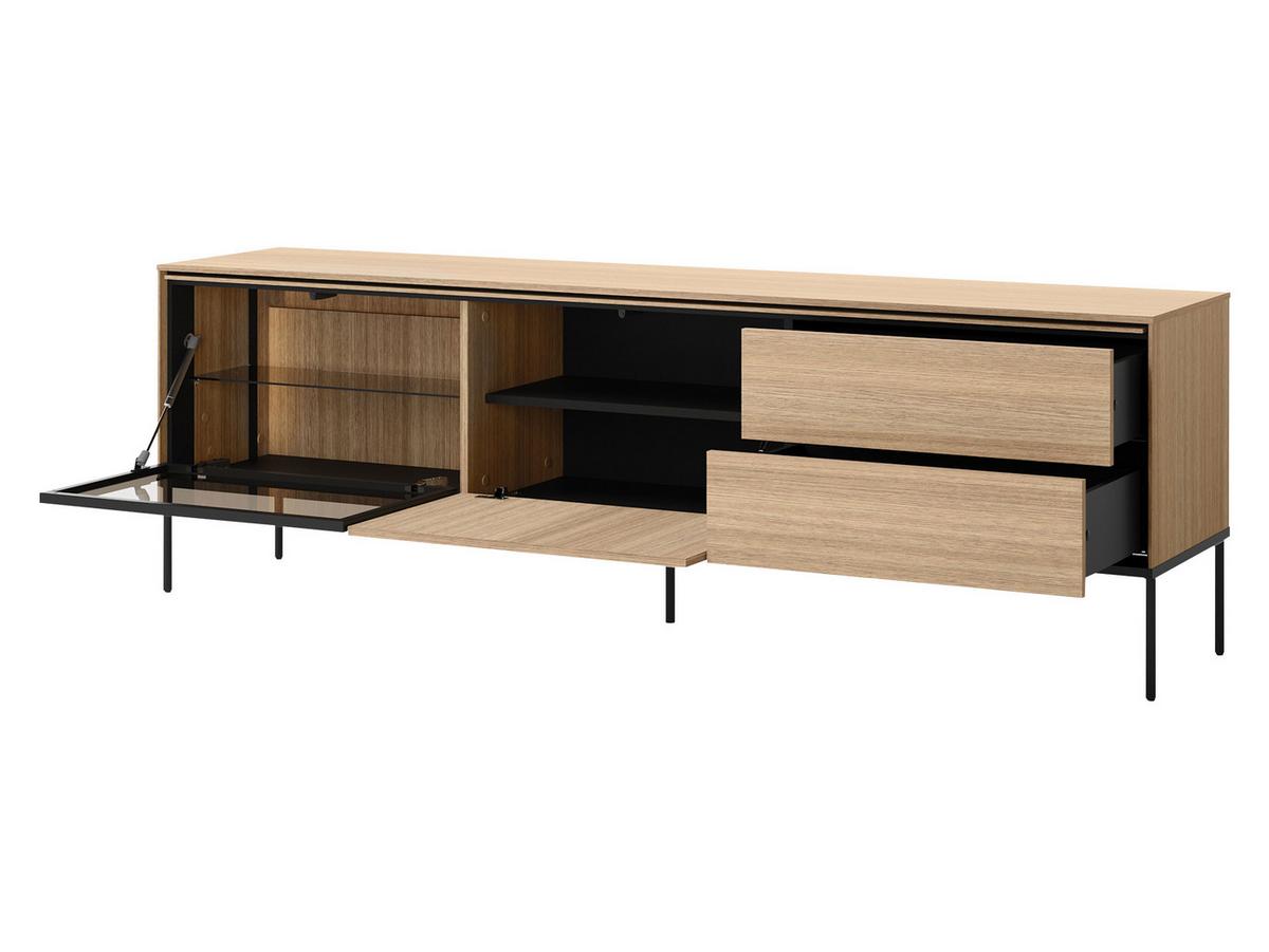 TV-LOWBOARD 1D1W2S 197 Visso VI-08 - Eichefarben/Schwarz, Holzwerkstoff/Metall (197/62/41cm) - MIRJAN24