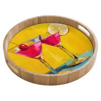 TABLETT Gläser - Cocktail - Zitrone - Kirsche 40x40 cm - Gelb, Holz (40/5/5cm) - OnlyWow