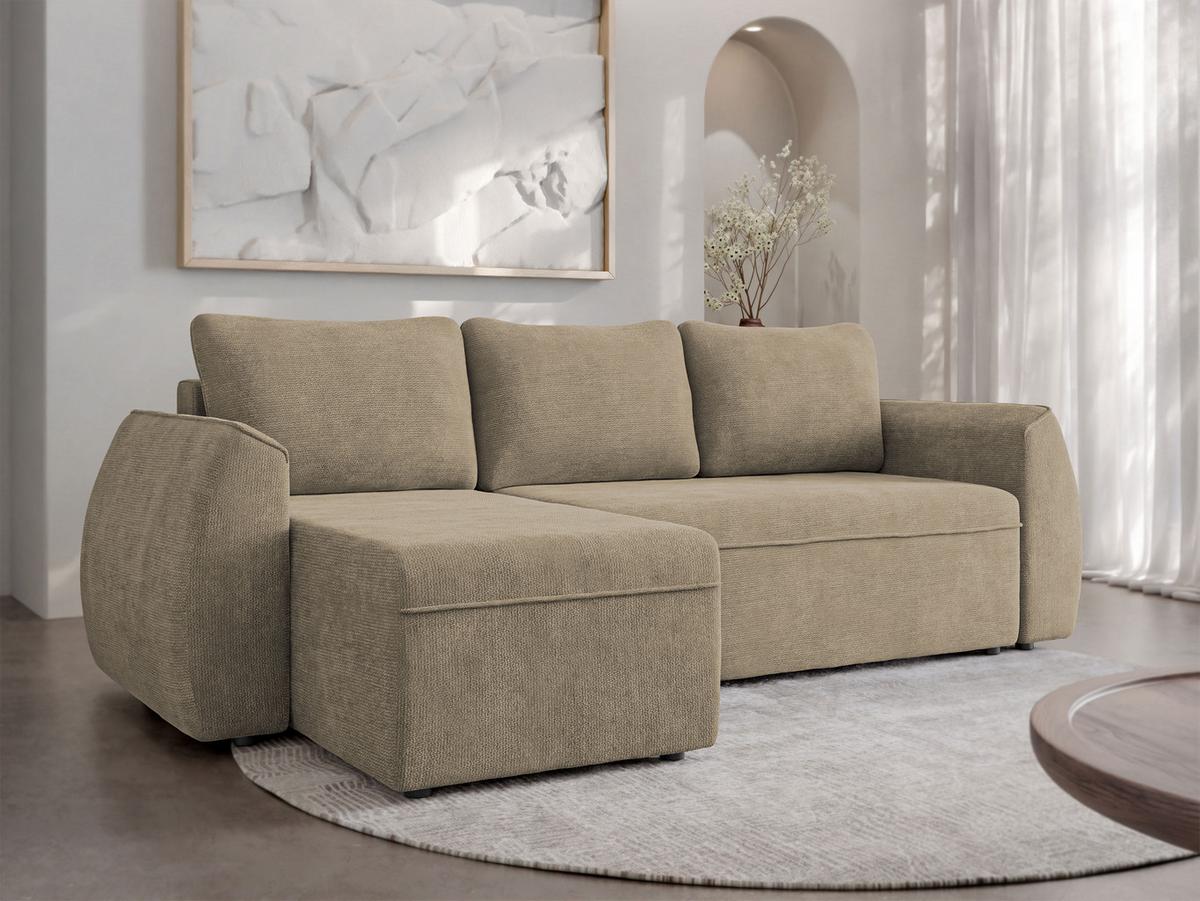 ECKSCHLAFSOFA Darlan - Hellbraun/Schwarz, Holz/Kunststoff (245/143cm) - MIRJAN24