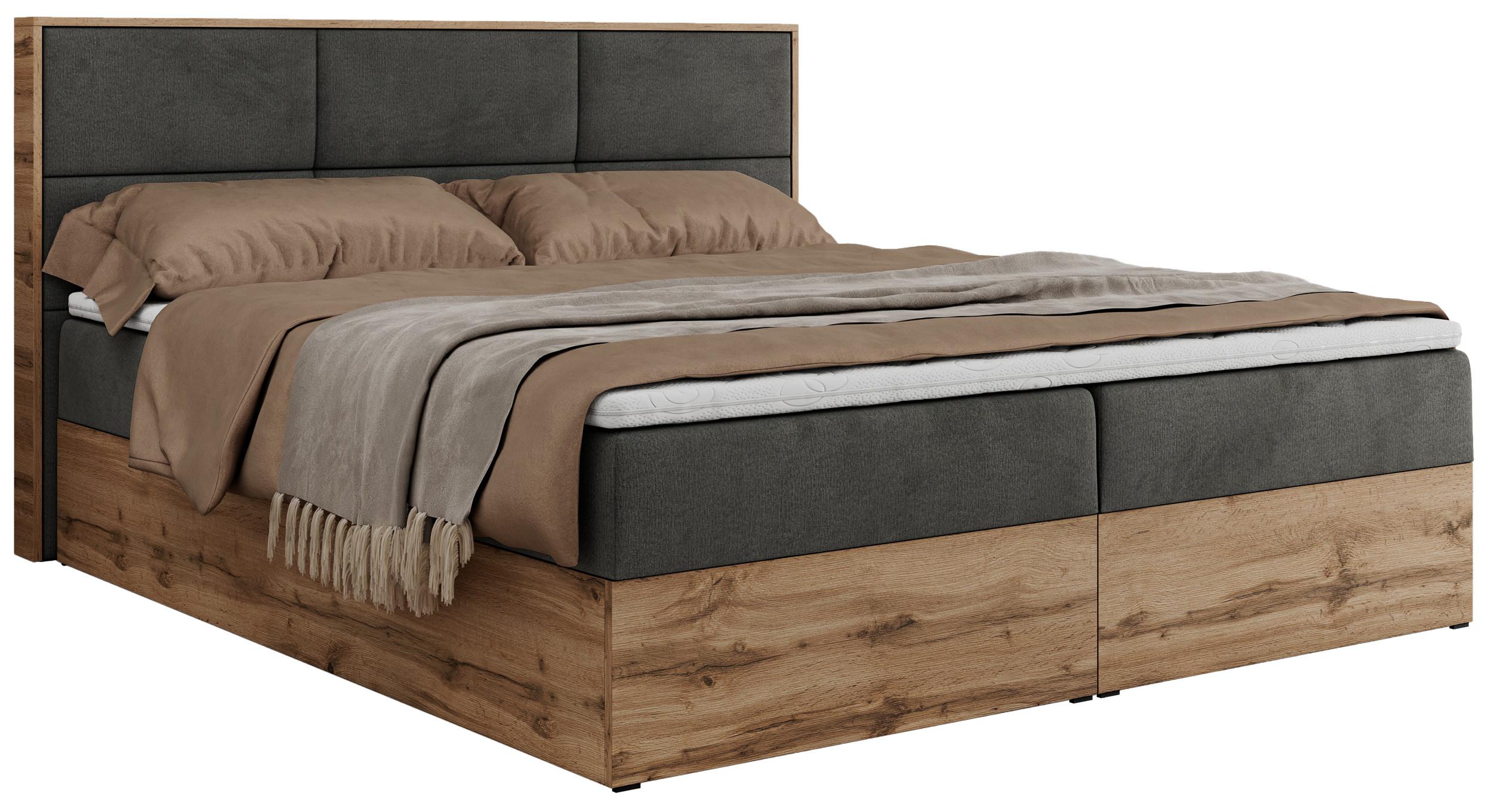 BOXBETT ALBERO 2 - 140/200 Dunkelgrau Velvet - H4 - Dunkelgrau, Holz/Textil (140/200cm) - MKS