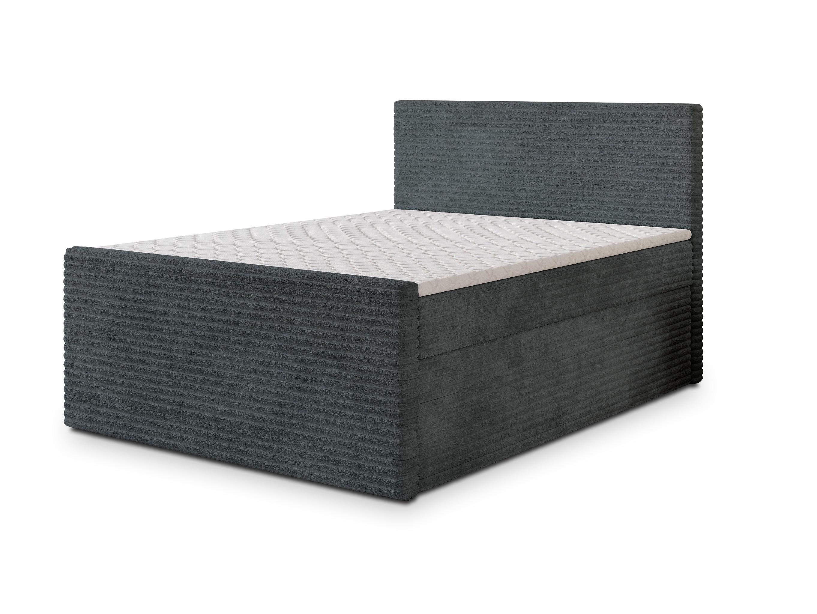 BOXBETT NOLEN 180x200 cm mit Matratze und Topper - Grau - Grau, Holz (180/200cm) - MASSENO