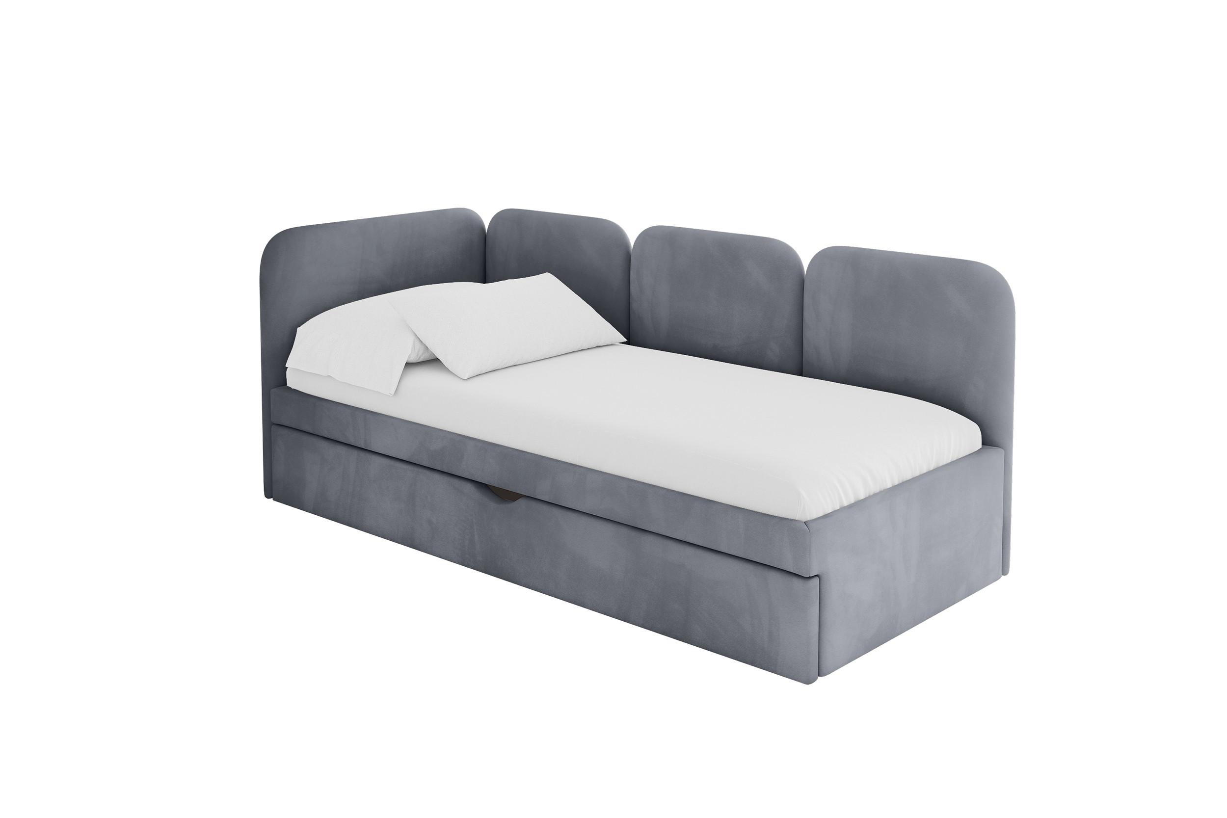EINZELLBETT Jugendbett mit Bettkasten, Rechts - ALVY 100x200 Grau - Grau, Holzwerkstoff/Textil (100/200cm) - ALTDECOR