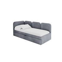 EINZELLBETT Jugendbett mit Bettkasten, Rechts - ALVY 100x200 Grau - Grau, Holzwerkstoff/Textil (100/200cm) - ALTDECOR