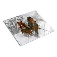 GLASPLATTE 60x52 cm Schlittenfahrt - Dunkelbraun, Glas (60/52cm) - TULUP