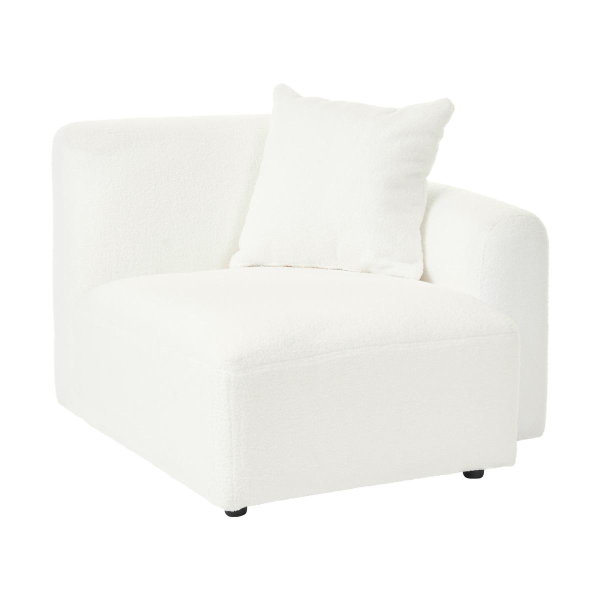ECKSOFA Modul 3-Sitzer Bouclé Weiß rechtsseitig Hede - Weiß, Textil (244/148cm) - Beliani