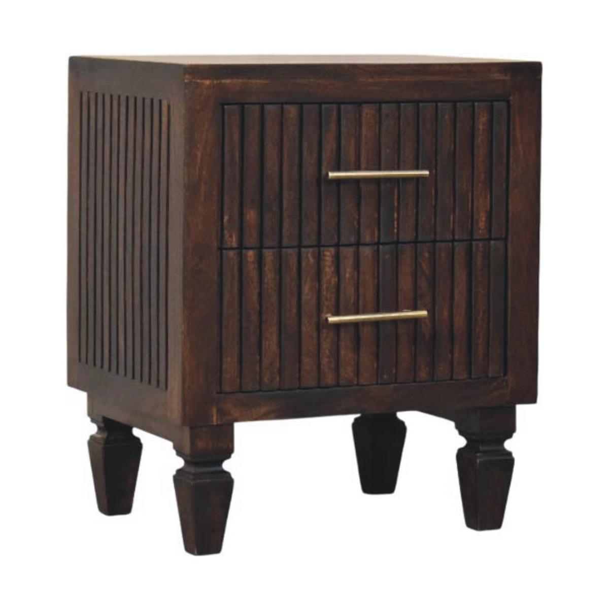 NACHTKASTEN Belmont, 2 Schubladen, Dunkelbraun - Dunkelbraun/Messingfarben, Holz/Metall (45/55/35cm) - Artisan Furniture