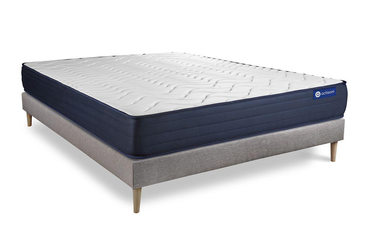 BETT Actilatex life Latex und Memory-Schaum 140 x 200 cm h4 - Kit Bettgestell Grau - Beige/Grau, Karton/Holz (140/200cm) - ACTISOM