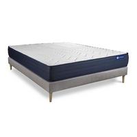 BETT Actiflex life Taschenfederkern und Memory-Schaum 130 x 210 cm h4 - Kit Bettgestell Grau - Beige/Grau, Karton/Holz (130/210cm) - ACTISOM