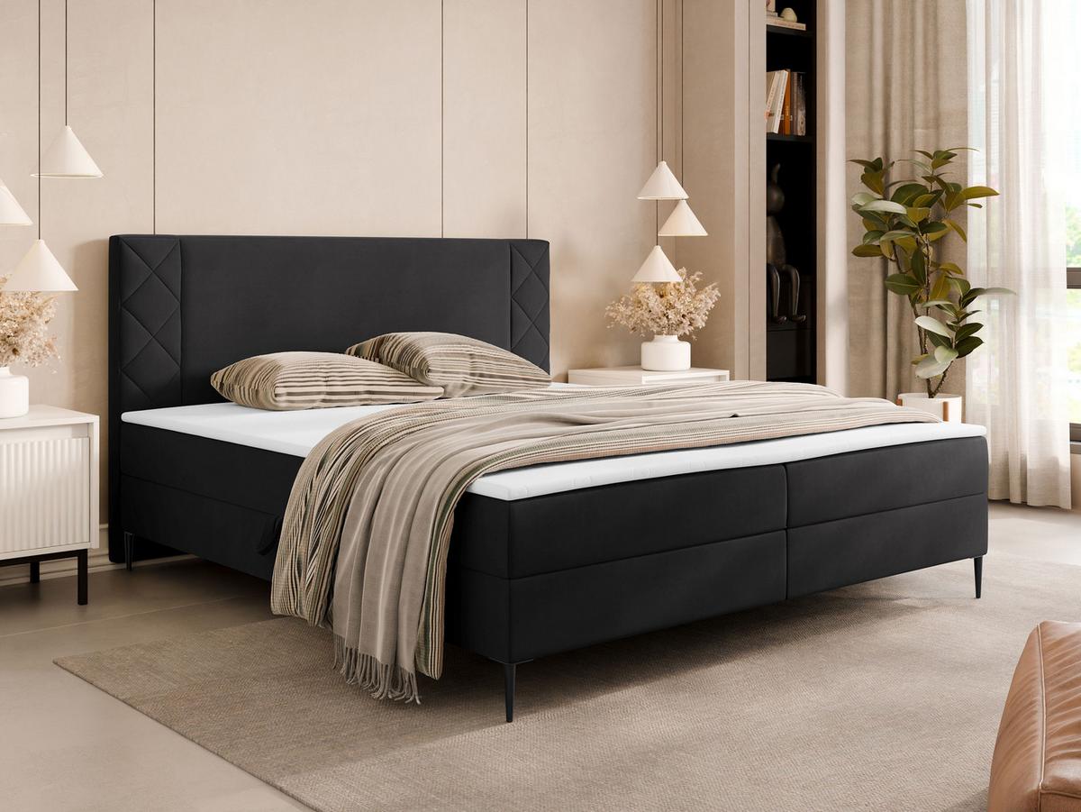 BOXBETT Portes - H3 - Schwarz, Holzwerkstoff/Textil (160/200cm) - MIRJAN24
