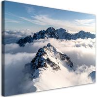 LEINWANDBILD Schneebedeckte Berggipfel Panorama 100x70cm - Weiß, Textil (100/70cm) - Feeby