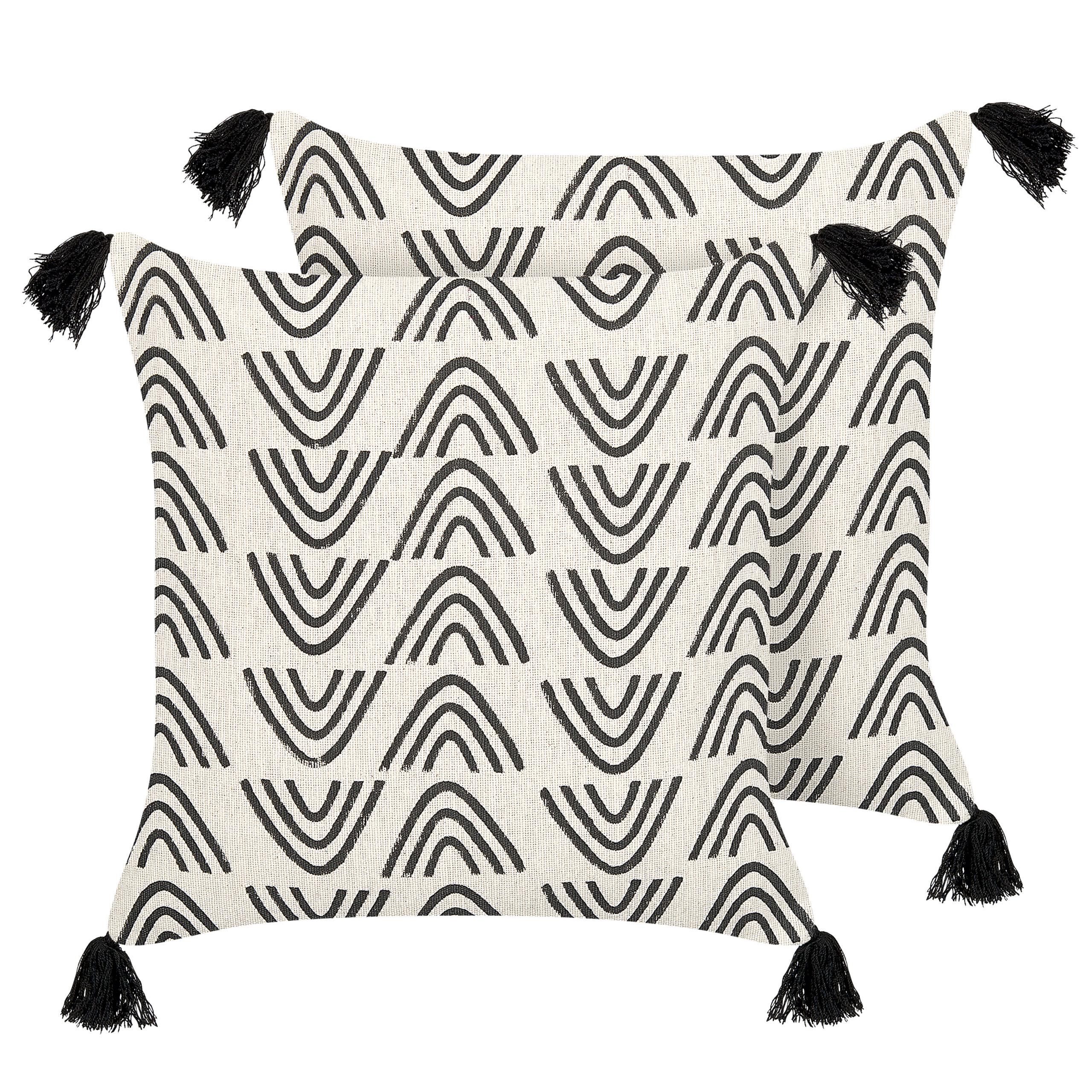 DEKOKISSEN 2er-Set Cremeweiß 45/45 cm Mays - Ecru, Naturmaterialien/Textil (45/45cm) - Beliani